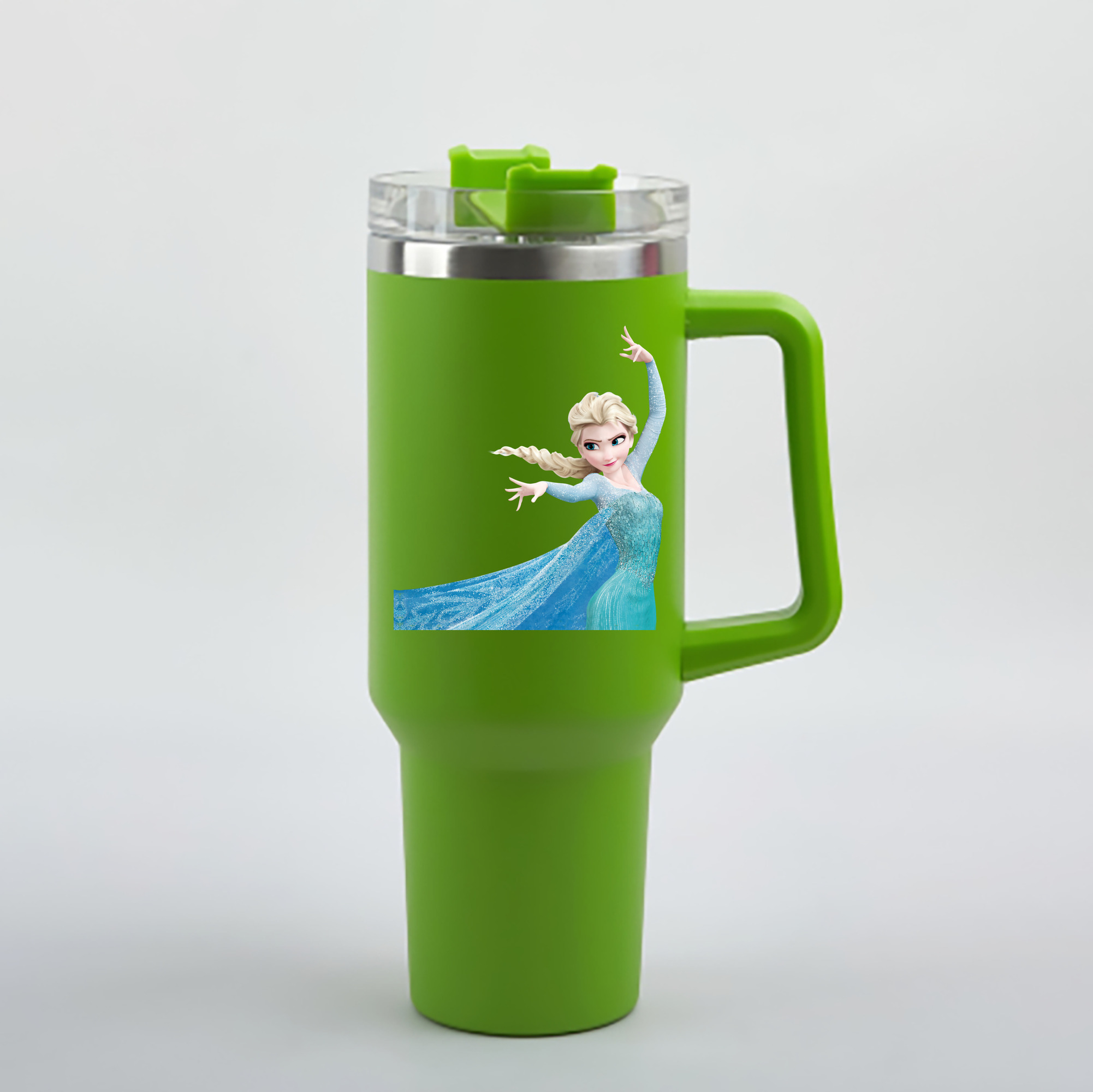 （画像用） アナと雪の女王 アンナ エルサ Frozen Anna Elsa 1200mL車用タンブラー - クリスタルステッカー（プラスチックストロー付き）